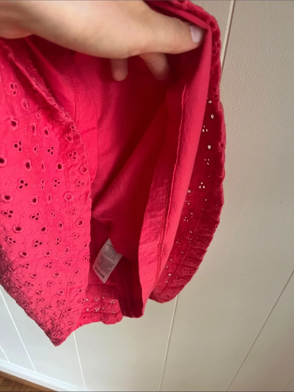 Free People Apricot Rose Watermelon Spritz Eyelet Puff-Sleeve Mini Dress Sz M